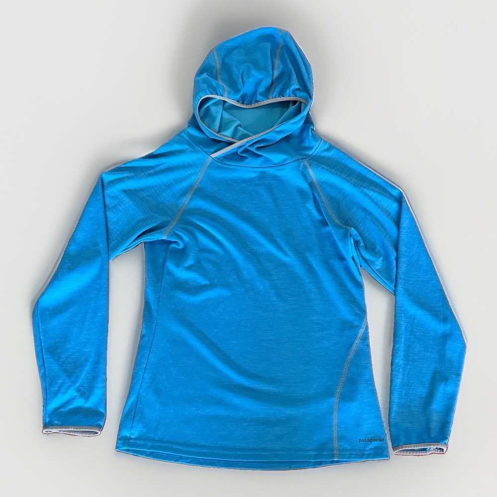 Patagonia SunShade Hoody Womens L Blue Active Hiking Pullover Lightweight LS